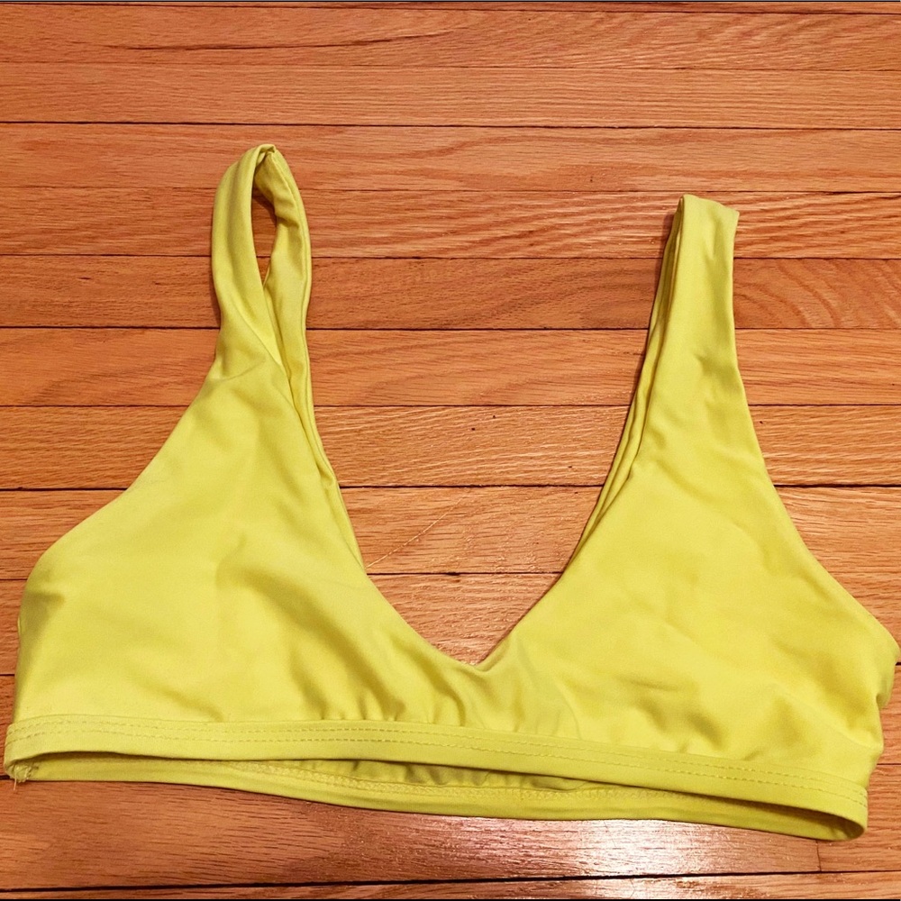 Medium/small neon yellow low-cut bikini top